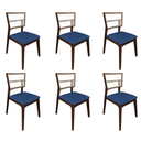 Ver imagem 1 de Kit 6 Cadeiras de Jantar Madeira Maciça Mel Manuela Assento Veludo Azul Tela Premium