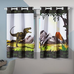 Cortina Infantil 2,00m X 1,30m Estampada Decorativa Menino Menina Alta Resolução Dino 2