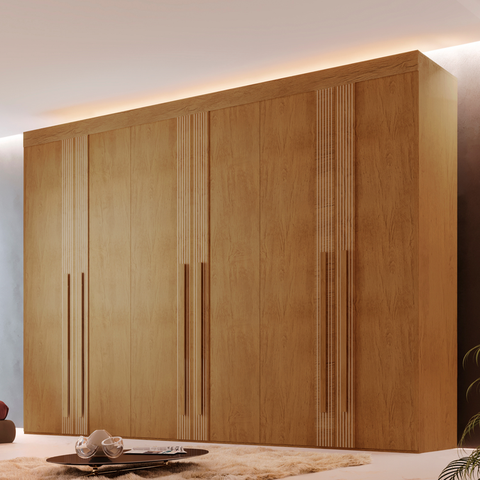 Guarda-Roupa 100% MDF 6 Portas 6 Gavetas Istambul Off White/Marromle