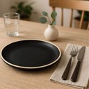 Ver imagem 2 de Kit 24 Pratos Melamina 26cm Rasos Preto Wolff Class Sushi Re