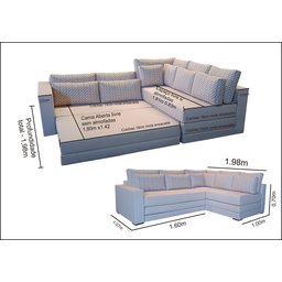 Sofá de Canto SFC_MM 09 com Mola Ensacada que se Transforma em Sofá Cama de Casal Resistente e Confo - 4