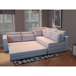 Sofá de Canto SFC_MM 09 com Mola Ensacada que se Transforma em Sofá Cama de Casal Resistente e Confo - 1