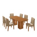 Ver imagem 2 de Conjunto Sala de Jantar Mesa Tampo MDF 6 Cadeiras Sakura Marrom/Marromle/Off White