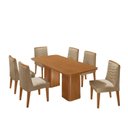 Ver imagem 2 de Conjunto Sala de Jantar Mesa Tampo MDF 6 Cadeiras Sakura Marrom/Marromle/Off White