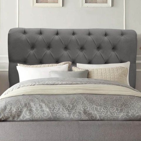 Cabeceira Estofada Cama Box King 195cm París Corino Cinza Escuro- Mabe Magazine