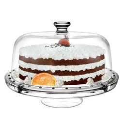 Boleira Porta Bolo,tortas,petisqueira de Vidro 5 em 1 com Suporte e Tampa de Vidro Ruvolo Monaco - 1