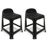 Kit 2 Banquetas de Plástico Banquinho com Encosto Preto Empilhável - 1