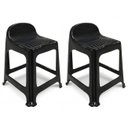 Ver imagem 1 de Kit 2 Banquetas de Plástico Banquinho com Encosto Preto Empilhável