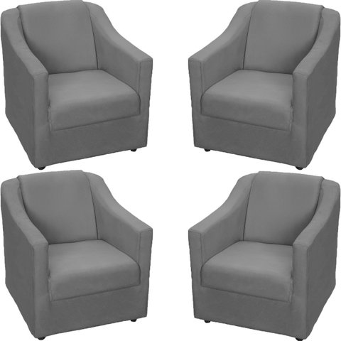 Kit 4 Poltronas Decorativas para Sala Recepção Consultório Manicure Cadeira Mila Suede