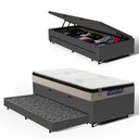 Ver imagem 1 de Cama Box Baú + Colchão Gazin de Espuma D33 Pillow In Force Mid + Auxiliar de Espuma Solteiro