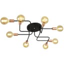 Ver imagem 2 de Lustre Plafon Hashtag Preto Com Cobre De 8 Braços