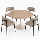 Ver imagem 3 de Mesa de Jantar Saarinen Redondo 120 cm Tampo Mármore Travertino Base Laca Off White