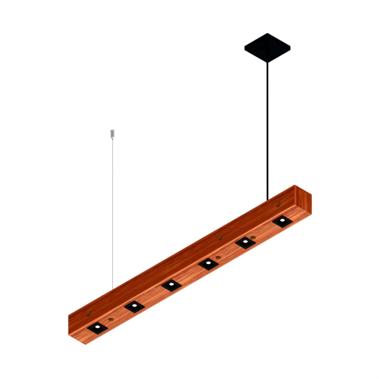 Pendente Horizontal Perseu 12w com 6 Spots Led - Madeira Maciça - 4