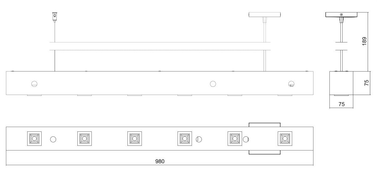 Pendente Horizontal Perseu 12w com 6 Spots Led - Madeira Maciça - 6