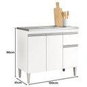 Ver imagem 2 de Balcão de Pia Tatiane 100cm e Armário Aéreo Andréia 3 Portas Branco Brilho - Ajl
