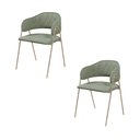 Ver imagem 1 de Conjunto 2 Cadeiras Veneza no Boucle Verde e Metal Champanhe