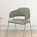 Ver imagem 4 de Conjunto 2 Cadeiras Veneza no Boucle Verde e Metal Champanhe