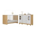 Ver imagem 2 de Berço 3 em 1 para Colchão 130x60cm com Cômoda 2 Sol Multimóveis Mp4748 Madeirado/branco