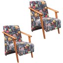 Ver imagem 1 de Kit 2 Poltronas Venus 1 Lugar Braço Madeira Maciça Tecido Suede Unidecor Retro Bar 107