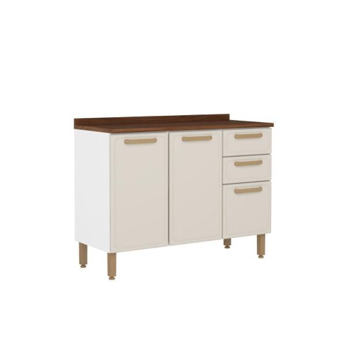Balcão Cozinha Aço C/ Tampo 3 Ptas 2 Gav Essência Bertolini - Areia/branco