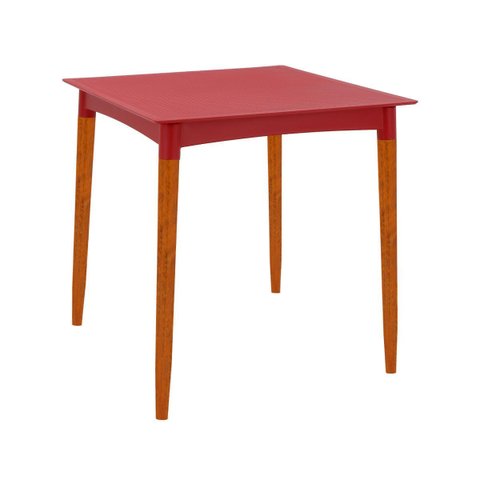 Mesa Tramontina Laura Rattan 70 Cm Polipropileno Vermelho Pernas Madeira
