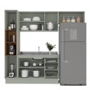 Ver imagem 4 de Cozinha Koya 4 Peças 236,8x214cm Armários Aéreos Paneleiro Balcão c/ Rodapé Verde 250036