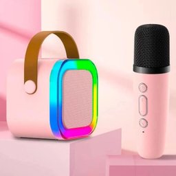 Caixa de Som Bluetooth Microfone Karaoke Altera Voz Efeito RGB Iluminaçao LED Caixinha Alto Falante  - 2