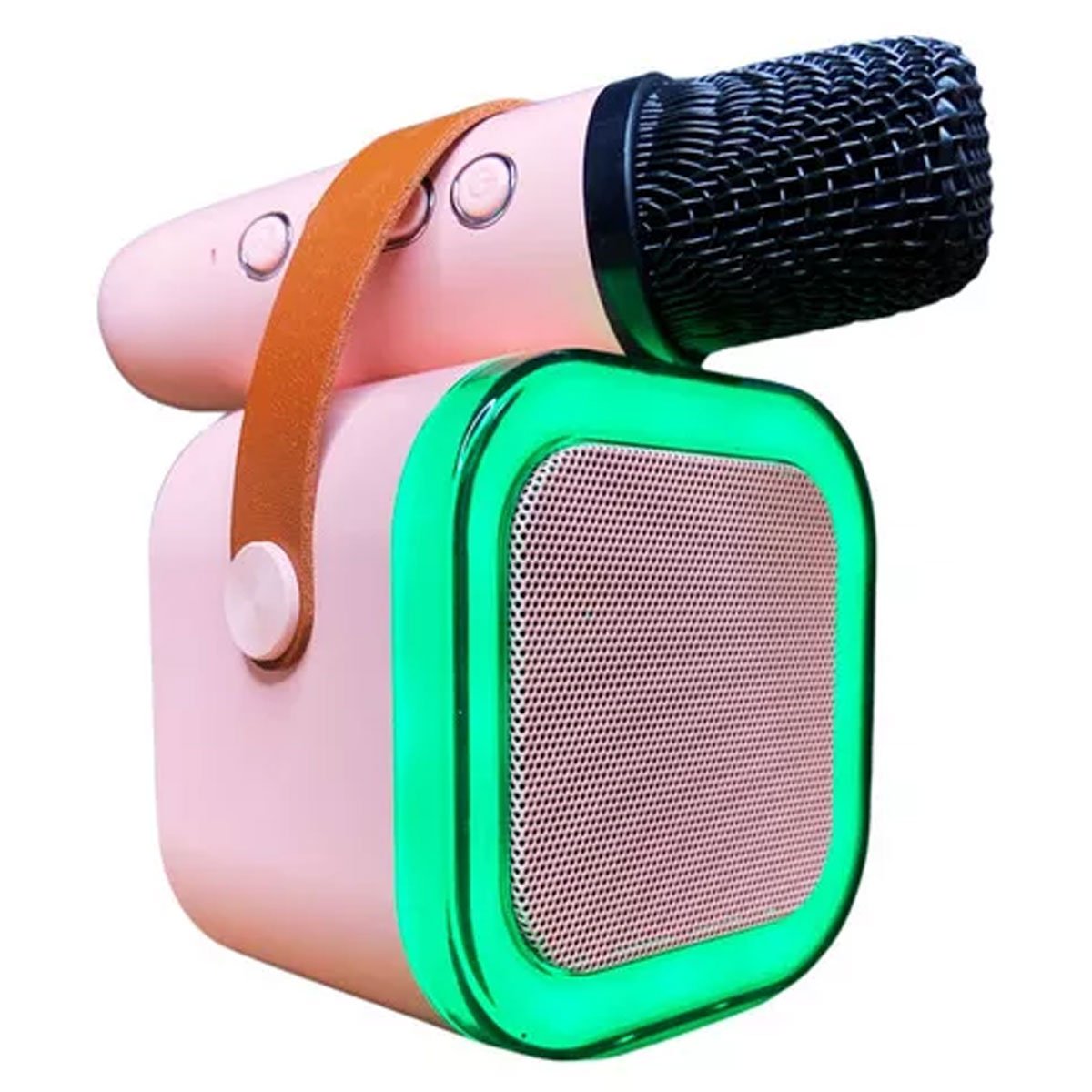 Caixa de Som Bluetooth Microfone Karaoke Altera Voz Efeito RGB Iluminaçao LED Caixinha Alto Falante  - 6