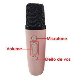 Caixa de Som Bluetooth Microfone Karaoke Altera Voz Efeito RGB Iluminaçao LED Caixinha Alto Falante  - 3