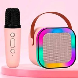 Caixa de Som Bluetooth Microfone Karaoke Altera Voz Efeito RGB Iluminaçao LED Caixinha Alto Falante  - 5