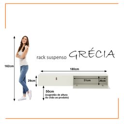 Rack Suspenso para Tv até 70 Polegadas 2 Portas Grécia 180cm - 2