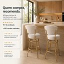 Ver imagem 2 de Banqueta Alta Bar Giratória com Encosto Cor Dourado Fosco Assento Cor Linho Bege Grosso Confortável