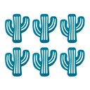 Ver imagem 1 de Kit 6 Porta Copo Decorativo em Silicone Formato Cacto Suporte Mesa Bolacha Chopp Azul