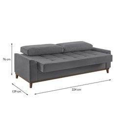 Sofá Cama Retrátil Alegra 3 Lugares 224cm  - 5