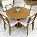 Ver imagem 2 de Conjunto de Jantar Mesa Redonda Mdf e 4 Cadeiras Tela Palha