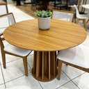 Ver imagem 5 de Conjunto de Jantar Mesa Redonda Mdf e 4 Cadeiras Tela Palha
