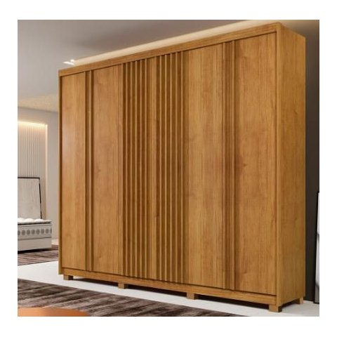 Guarda Roupa Casal 6 Portas 6 Gavetas Ripado 273cm Moscou Cinamomo - Benetil