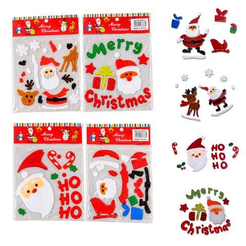 Adesivo Gel Natalino Kit 4 Uni Decoraçao Vidro Loja Vitrine Espelho Janela Parede Enfeite Casa Sala 