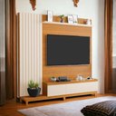 Ver imagem 1 de Painel para TV Jacarta até 65 Polegadas 217,5cm Madeira Maciça Freijó e Off White Luapa Móveis