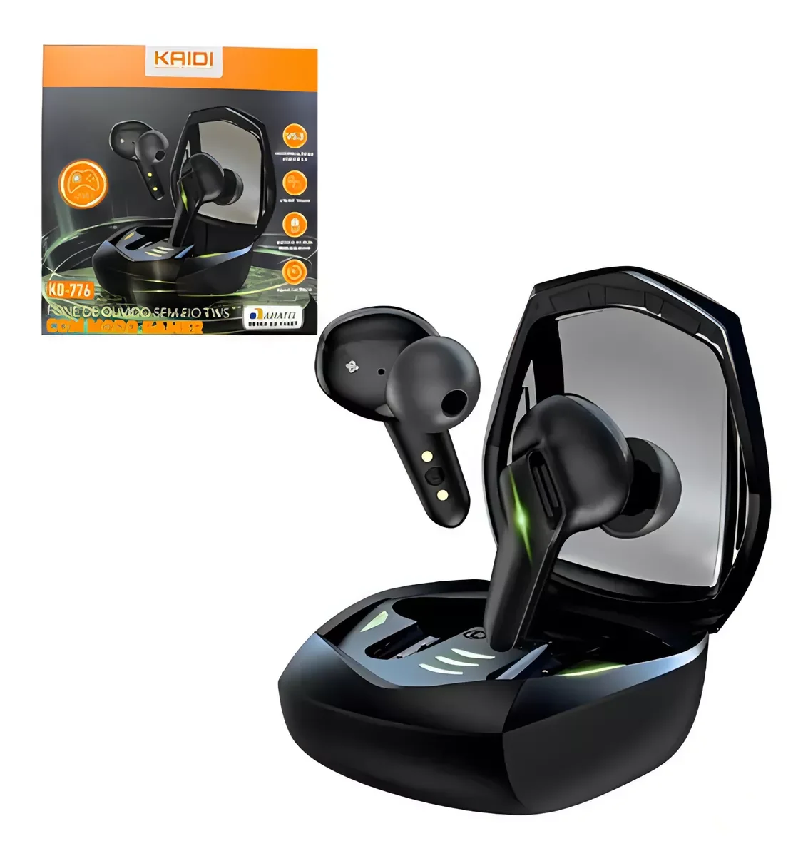 Fone de Ouvido Gamer sem Fio Bluetooth 5.3 Kaidi Kd-776 Cor Preto - 1