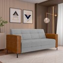 Ver imagem 2 de Sofá Living Decorativo Houston 2 Lugares 160cm Pés em Metal Linho/pu Cinza Escuro/caramelo G33 - Gra
