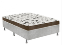Ver imagem 1 de Cama Box Casal Suede Cinza + Colchão Casal Suede Marrom Orto Molas Ensacada 138x188x55