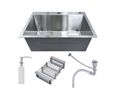 Ver imagem 2 de Cuba Pia Aço Inox Quadrada Cozinha Gourmet com Acessório 60x45 - Brinovar