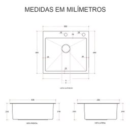 Cuba Pia Aço Inox Quadrada Cozinha Gourmet com Acessório 60x45 - Brinovar - 2