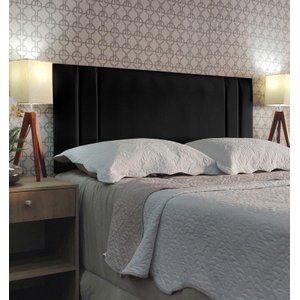 Cabeceira Queen Estofada Double Suede Preto 160 X 60 Rbl