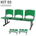 Ver imagem 1 de Kit 03 Cadeiras longarinas PLÁSTICAS 03 Lugares - Cor VERDE - REALPLAST - 23064