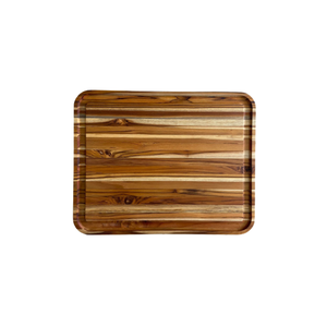 Tábua de Churrasco Flame com Canal Largo – Madeira de Teca 48x38x2cm
