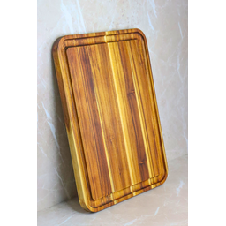 Tábua de Churrasco Flame com Canal Largo – Madeira de Teca 48x38x2cm - 2