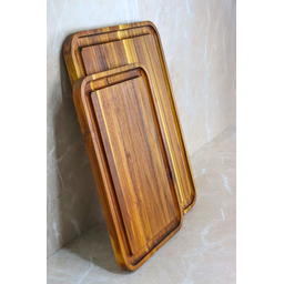 Tábua de Churrasco Flame com Canal Largo – Madeira de Teca 48x38x2cm - 4