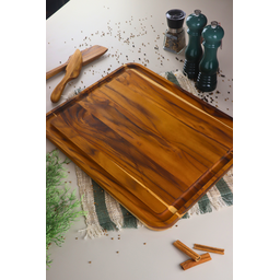 Tábua de Churrasco Flame com Canal Largo – Madeira de Teca 48x38x2cm - 3